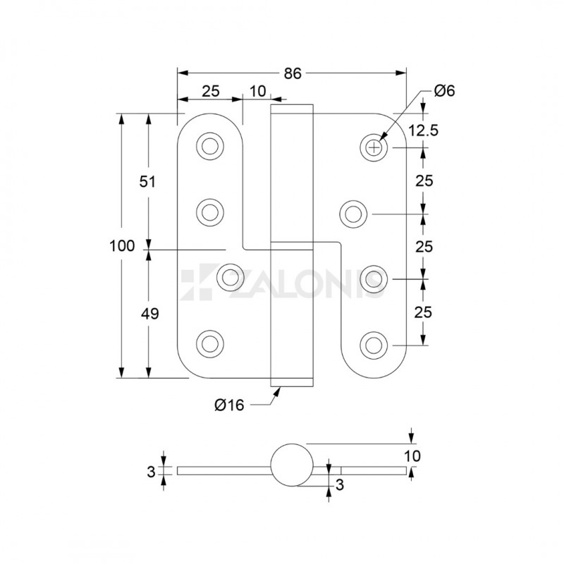 ΓΑΛΛΙΚΟ ΑΝΟΞΕΙΔΩΤΟ ΠΟΜΠΕ 86x100 mm / ΑΡΙΣΤΕΡΟ