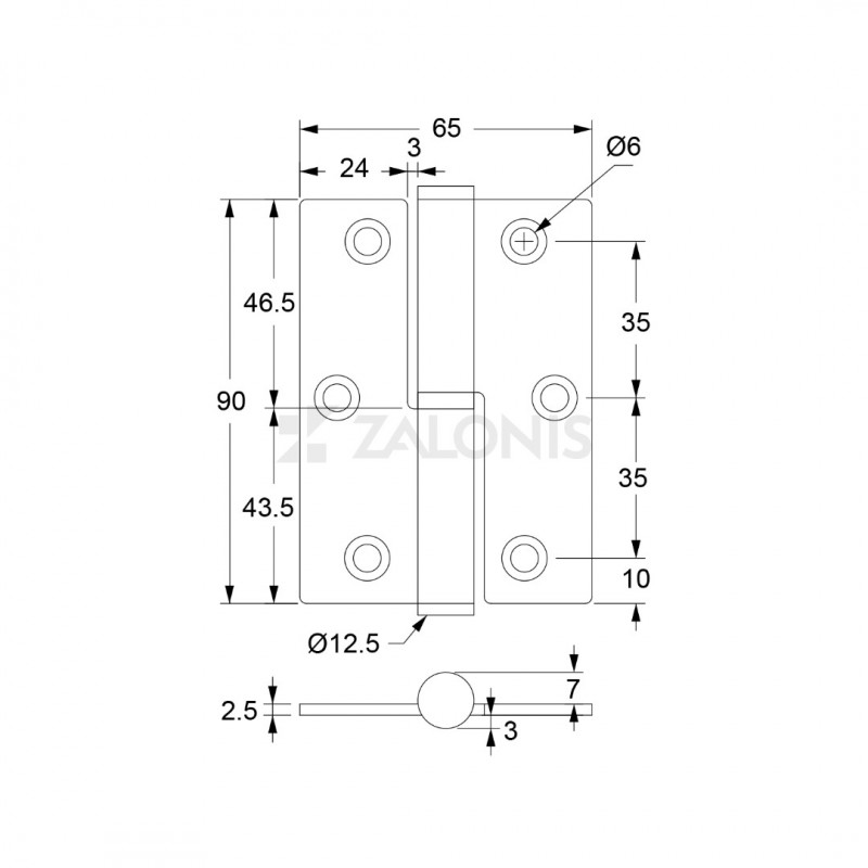 ΓΑΛΛΙΚΟ ΑΝΟΞΕΙΔΩΤΟ ΤΕΤΡΑΓΩΝΟ 65x90 mm / ΑΡΙΣΤΕΡΟ