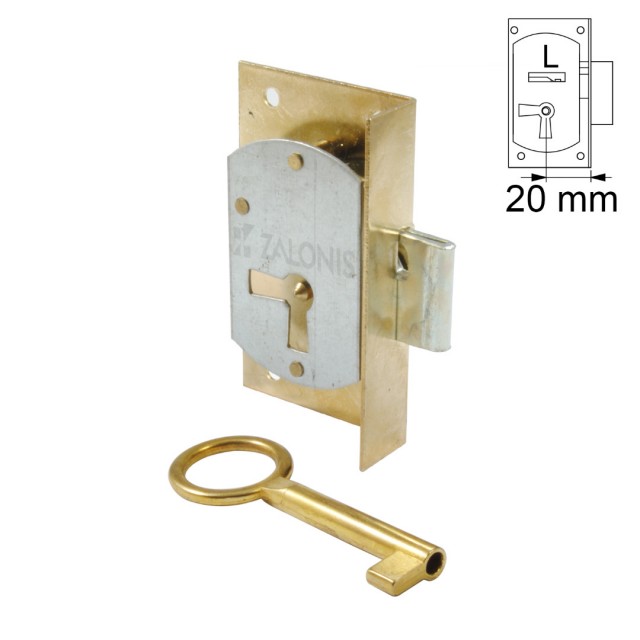 FURNITURE INTERNAL MOUNTING LOCK 20mm / GOLD / LEFT