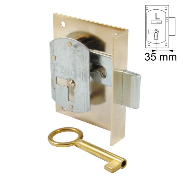FURNITURE INTERNAL MOUNTING LOCK 35mm / GOLD / LEFT