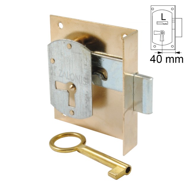 FURNITURE INTERNAL MOUNTING LOCK 40mm / GOLD / LEFT