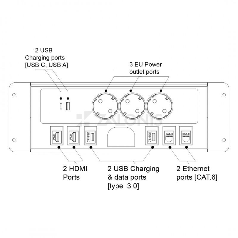 POWERBOX-ΤΕΤΡΑΓΩΝΟ ΠΟΛΥΜΠΡΙΖΟ ΓΡΑΦΕΙΟΥ / 28.2 x 11 cm / ΜΑΥΡΟ ΜΑΤ