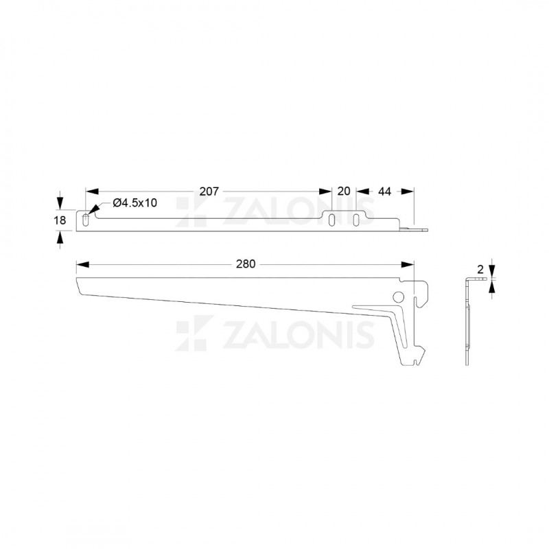 ΒΡΑΧΙΩΝΑΣ ELEMENT SYSTEM ΓΩΝΙΑΚΟΣ 280 mm (ΑΡ&ΔΕ) / ΜΑΥΡΟ