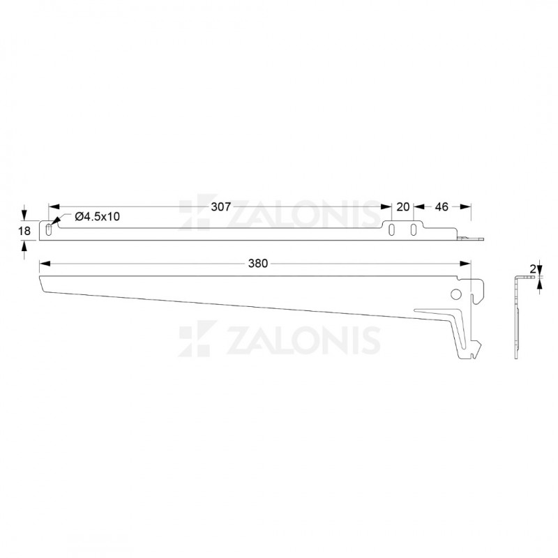 ΒΡΑΧΙΩΝΑΣ ELEMENT SYSTEM ΓΩΝΙΑΚΟΣ 380 mm (ΑΡ&ΔΕ) / ΜΑΥΡΟ