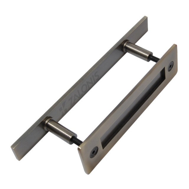 STEEL SLIDING BARN DOOR HANDLE SET / ANTIQUE