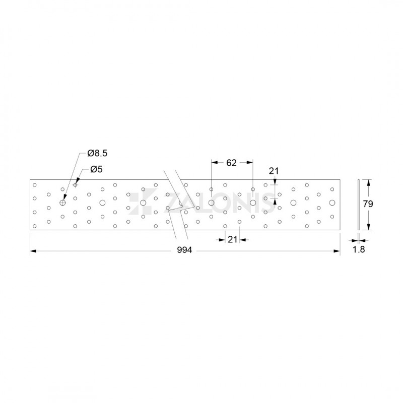 ΛΑΜΑΚΙ ΦΑΡΔΥ m.273 / 1000x80 mm / ΓΑΛΒΑΝΙΖΕ