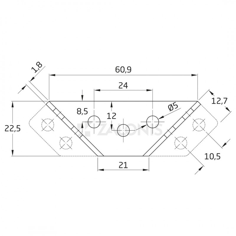 ΓΩΝΙΑ ΤΡΙΠΛΗ 46x14x2 mm / ΓΑΛΒΑΝΙΖΕ