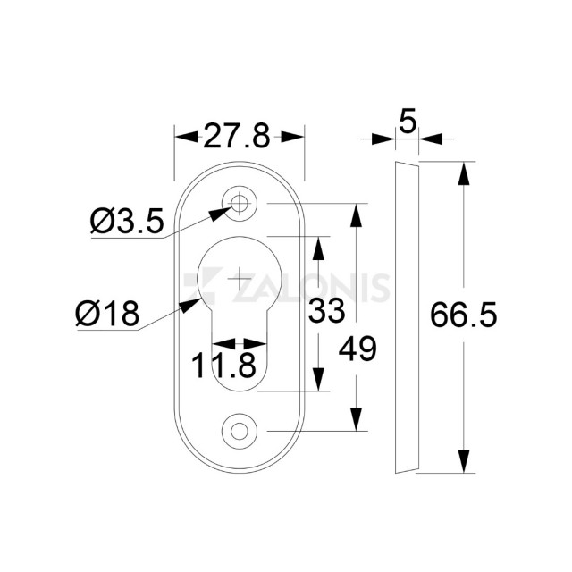 INTERIOR DOOR OVAL ROSETTE / BLACK