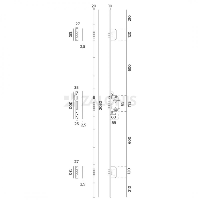 3 POINTS HIGH SECURITY LOCK 60/85