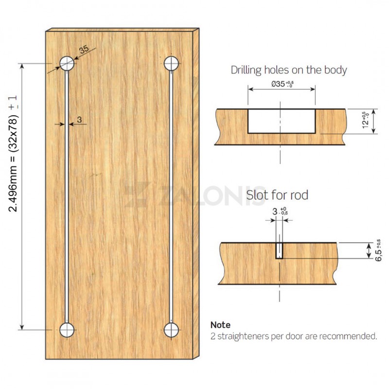 ΣΕΤ ΝΤΙΖΑ ΕΥΘΥΓΡΑΜΜΙΣΗΣ ΠΟΡΤΑΣ Φ.35x2496 mm / 3mm ΠΟΜΟΛΑ ΚΑΙ ΕΞΑΡΤΗΜΑΤΑ ΓΙΑ ΣΥΡΟΜΕΝΕΣ ΝΤΟΥΛΑΠΕΣ
