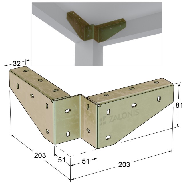 PERGOLA ANGLE BRACKET / 203x81x2.5 mm / IRIDIUM