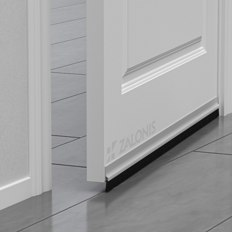 ADHESIVE EXTERNAL DOOR SWEEP PLASTIC PANEL WITH BRUSH 100 / WHITE DOOR SWEEPS