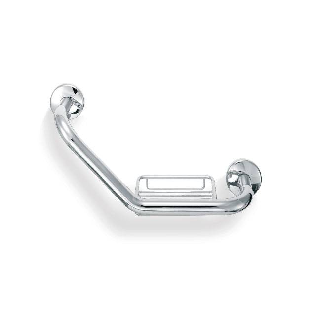 RIGHT ANGLE BATH HANDLE WITH SOAP HOLDER