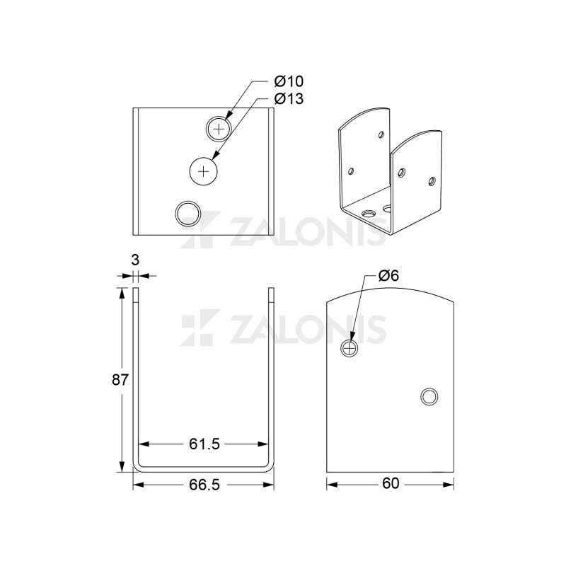ΠΙ ΣΥΝΔΕΣΗΣ / 66x60x87 mm / ΙΡΙΔΙΟ