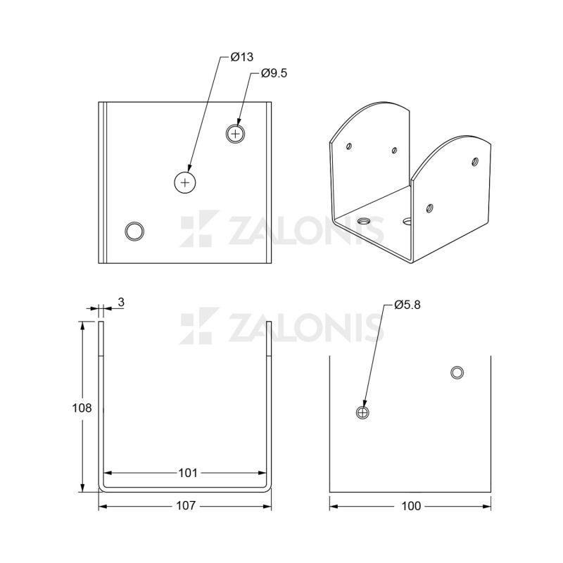 ΠΙ ΣΥΝΔΕΣΗΣ / 100x107x108 mm / ΙΡΙΔΙΟ