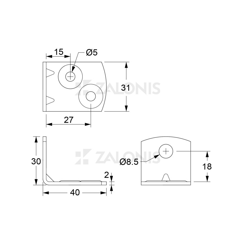 ΓΩΝΙΑ 40x30x31 ΣΤΟΠ ΡΟΛΩΝ / ΜΑΥΡΟ