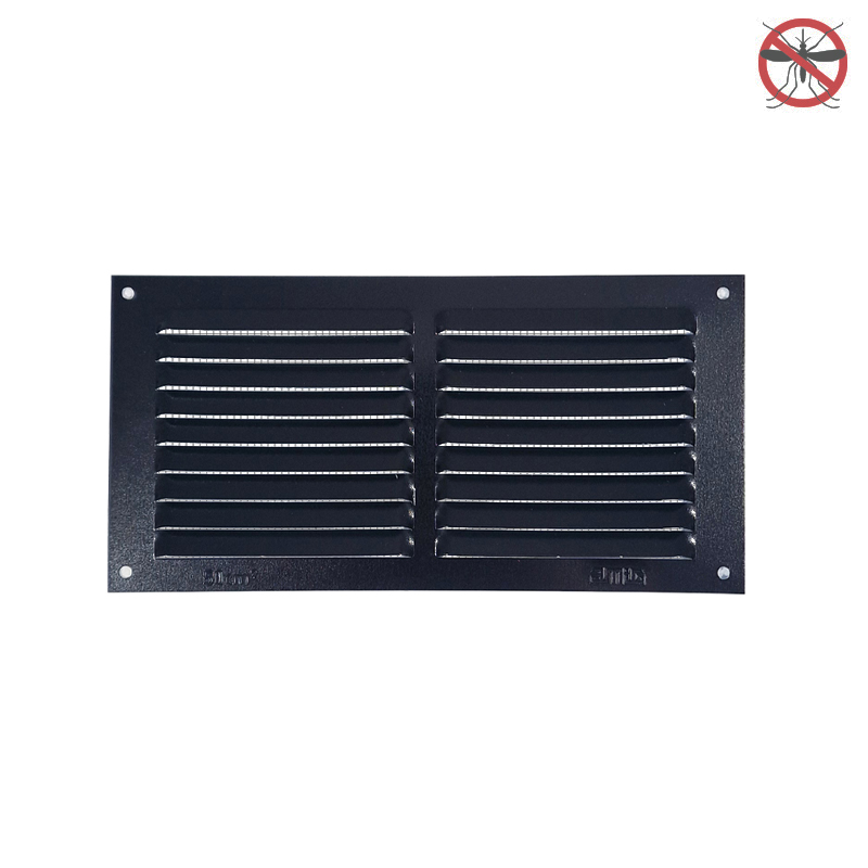 AIR VENTILATION GRILLE COVER WITH INSECTS NET 10x20cm / BLACK