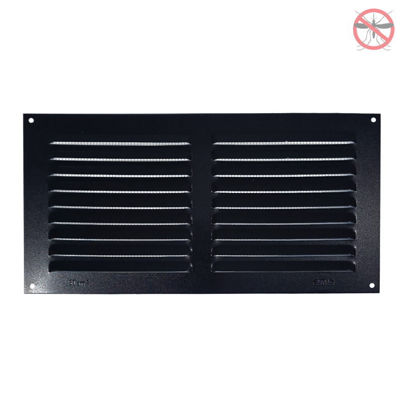 AIR VENTILATION GRILLE COVER WITH INSECTS NET 15x30cm / BLACK
