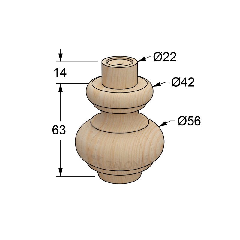 WOODEN LEG D.56 H.63 / BEECH 