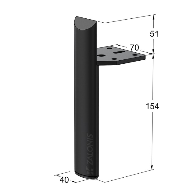 ΠΟΔΙ ΚΑΝΑΠΕ 7019/ Υ.154 mm / ΜΑΥΡΟ ΜΑΤ