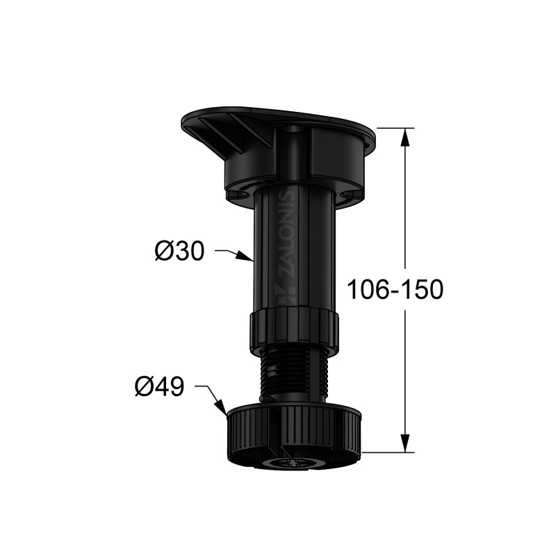 ΠΟΔΑΡΑΚΙ ΕΡΜΑΡΙΩΝ 10.6-15 cm / ΔΙΑΙΡΟΥΜΕΝΟ / ΜΑΥΡΟ