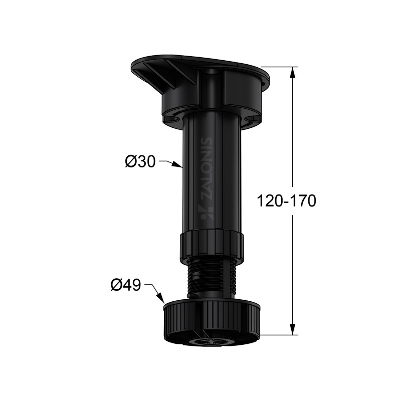 ΠΟΔΑΡΑΚΙ ΕΡΜΑΡΙΩΝ 12-17 cm / ΔΙΑΙΡΟΥΜΕΝΟ / ΜΑΥΡΟ