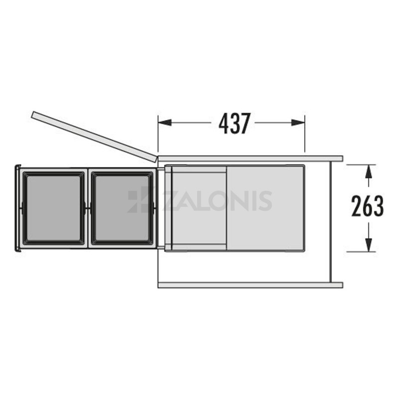 HAILO BUILD-IN, SLIDING BIN / 26 ltr (13+13) / 40 CABINET / ANTHRACITE