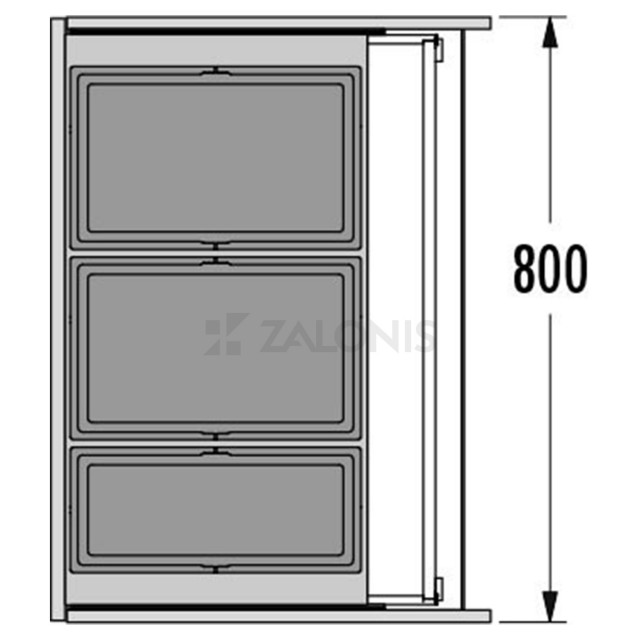 ΚΑΔΟΣ HAILO ΣΥΡΤΑΡΙΟΥ AS Triple XL / 74 Ltr (28+28+18) / ΕΡΜΑΡΙΟ 80 cm
