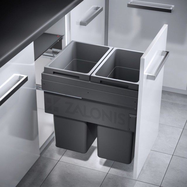 HAILO BIN WITH SLIDES AS Euro Cargo / 76 ltr (38+38) / 45 CABINET / ANTHRACITE