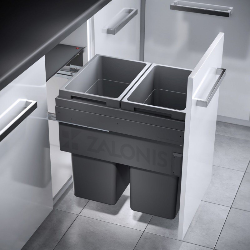 HAILO BIN WITH SLIDES AS Euro Cargo / 76 ltr (38+38) / 45 CABINET / ANTHRACITE