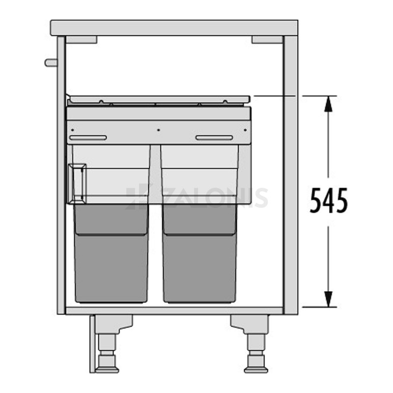 HAILO BIN WITH SLIDES AS Euro Cargo / 70 ltr (35+35) / 50 CABINET / ANTHRACITE
