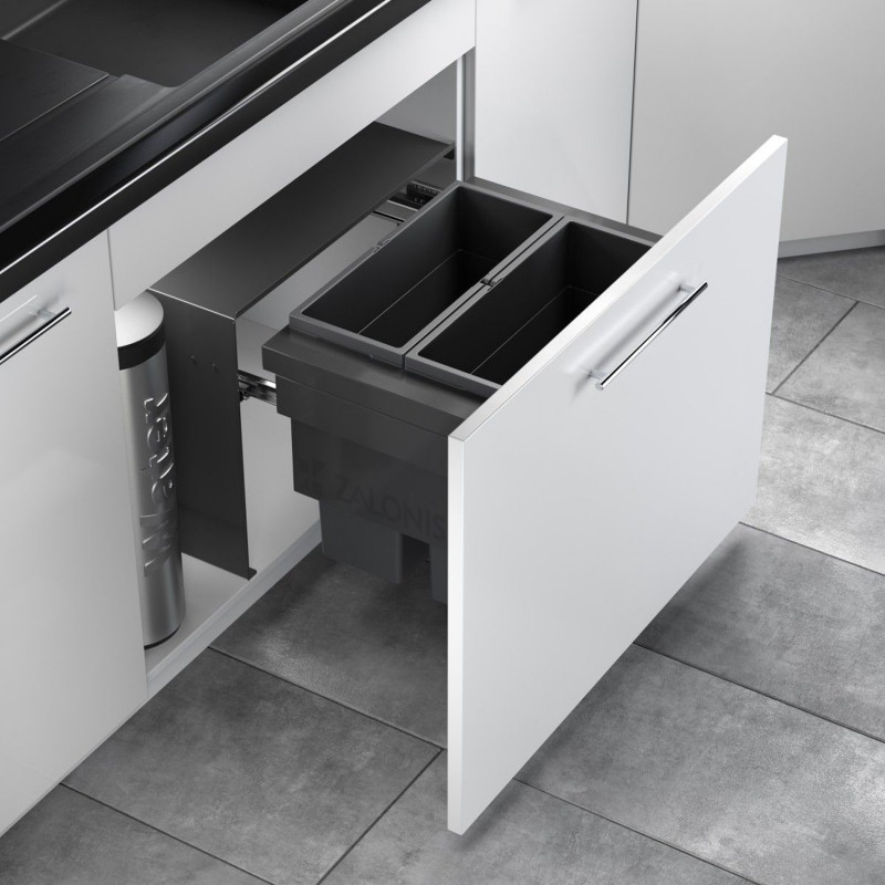 HAILO BIN WITH SLIDES AS Cargo Aqua / 46 ltr (28+18) / 75 CABINET / ANTHRACITE