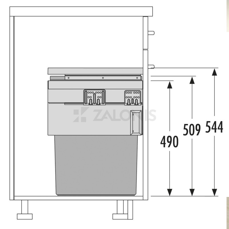 HAILO BIN WITH SLIDES AS Cargo Synchro / 55 ltr / 45 CABINET / ANTHRACITE