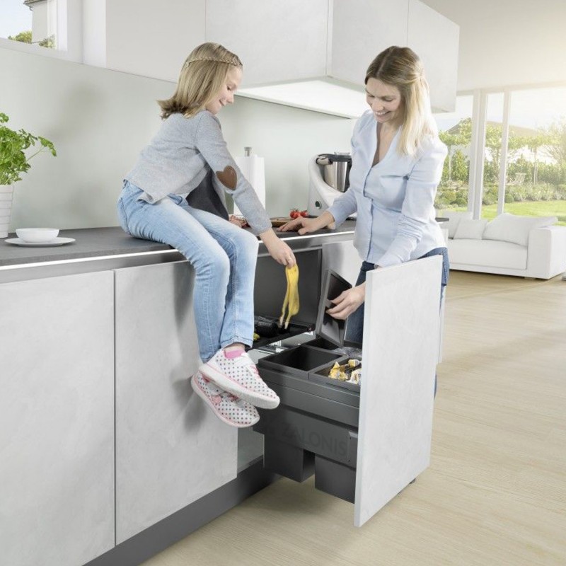 HAILO BIN WITH SLIDES AS Cargo Synchro / 56 ltr (28+28) / 60 CABINET / ANTHRACITE