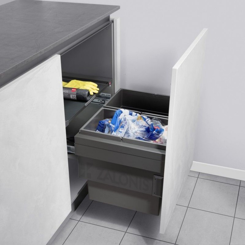 HAILO BIN WITH SLIDES AS Cargo Synchro / 56 ltr (28+28) / 60 CABINET / ANTHRACITE