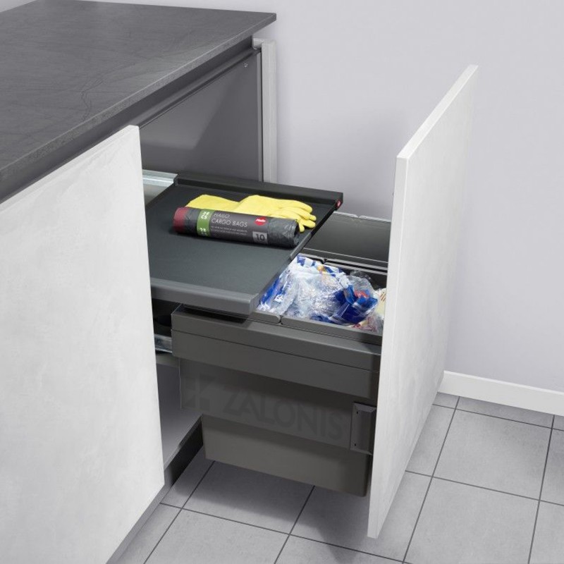 HAILO BIN WITH SLIDES AS Cargo Synchro / 56 ltr (28+28) / 60 CABINET / ANTHRACITE