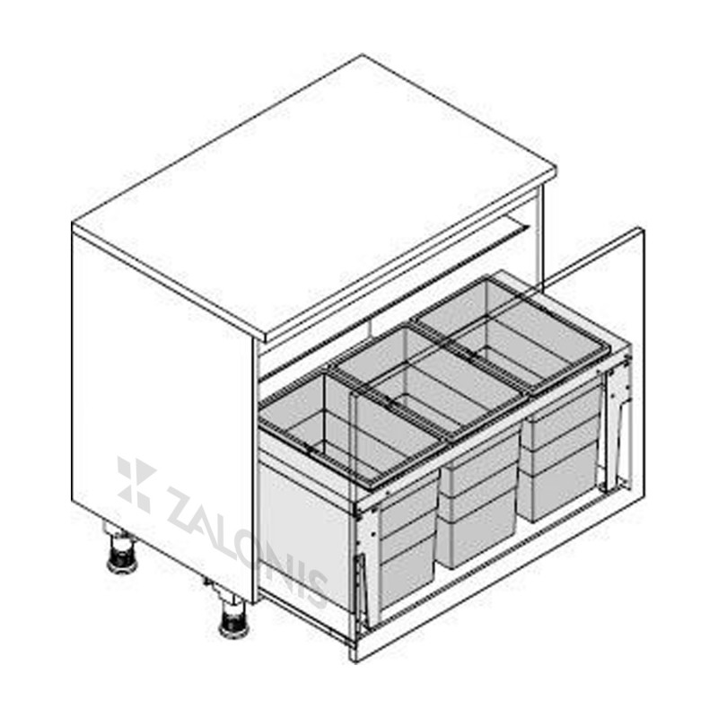 ΚΑΔΟΣ HAILO ΣΥΡΤΑΡΙΟΥ AS Triple XL / 84 Ltr (28+28+28) / ΕΡΜΑΡΙΟ 90 cm