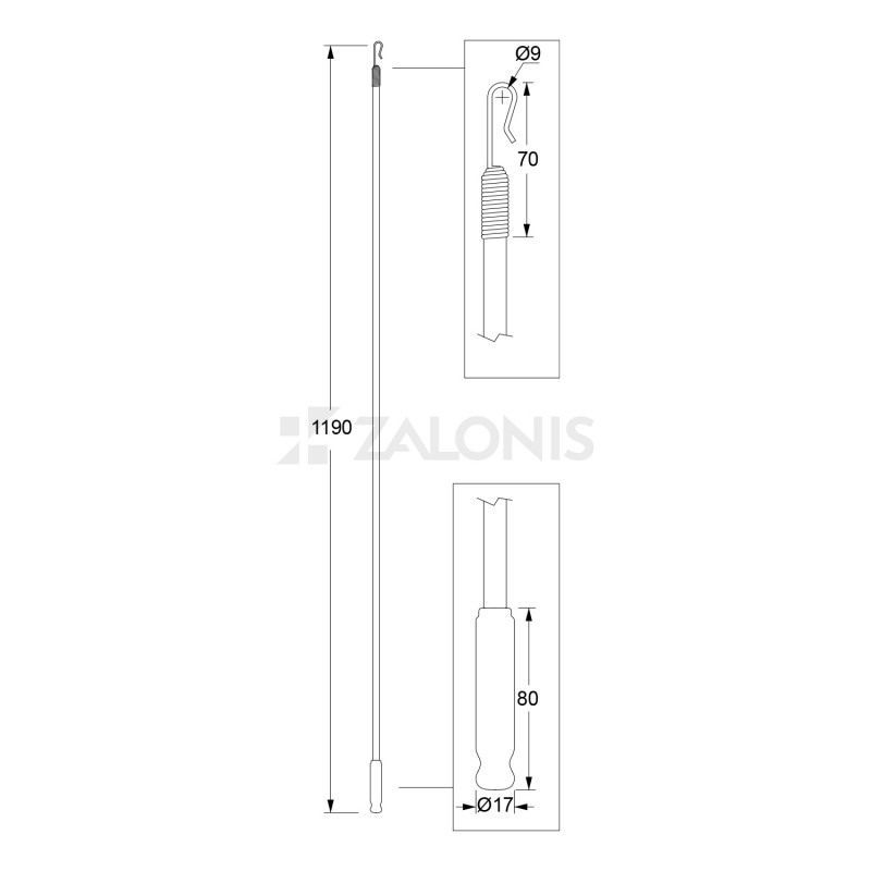 CURTAIN PULL WAND / MAT GOLD BRASS CURTAIN ROD PARTS