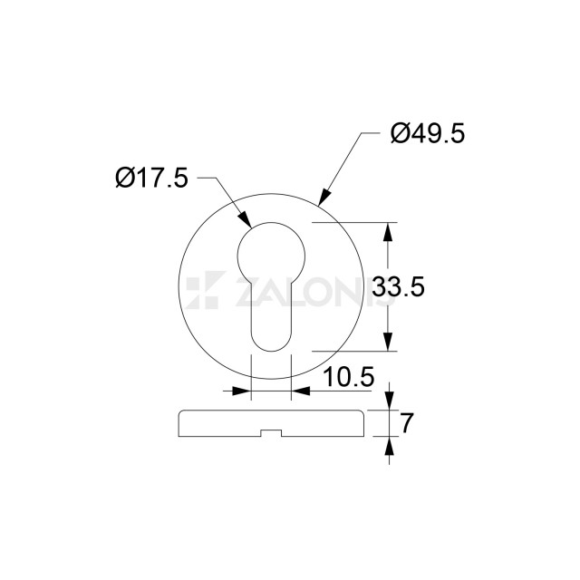 KEYHOLE LOCK ROUND ROSETTE STRAIGHT YALE / WHITE