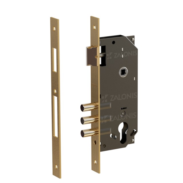 SECURITY MORTISE 3 PINS DOOR LOCK GEVY / SQ -  SQ / MAT GOLD