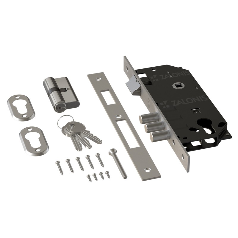 SECURITY MORTISE 3 PINS DOOR LOCK GEVY / SQ -  SQ / MAT NICKEL SECURITY MORTISE DOOR LOCKS