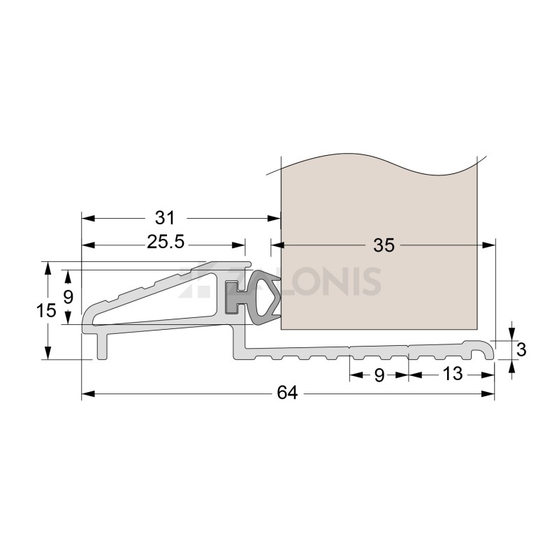 FLOOR WINDBREAK PANEL / ANODIZED