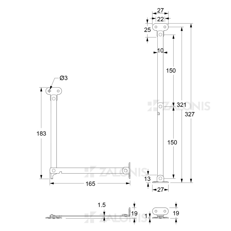 NICKEL LID STAY (PAIR) MECHANICAL LIFTING HINGES