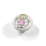 CHILDREN WHITE PORCELAIN KNOB / GIRL WITH SKIPPING ROPE PINK