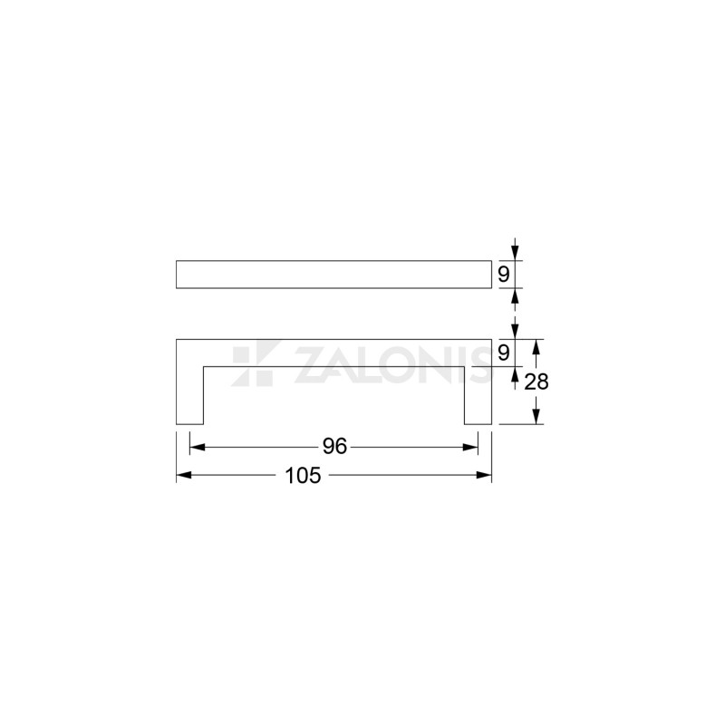 SQUARE HANDLE EMKW / MAT BLACK