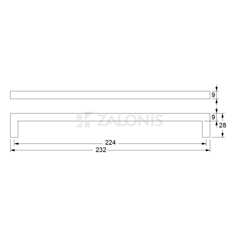 SQUARE HANDLE EMKW / MAT NICKEL