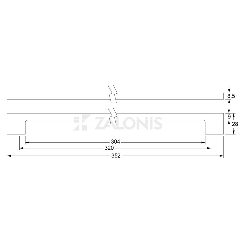 SQUARE HANDLE EMKW M6237 / MAT BLACK