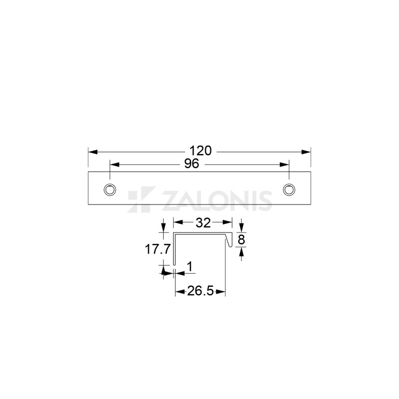FURNITURE HANDLE BAR EMKW / MAT BLACK