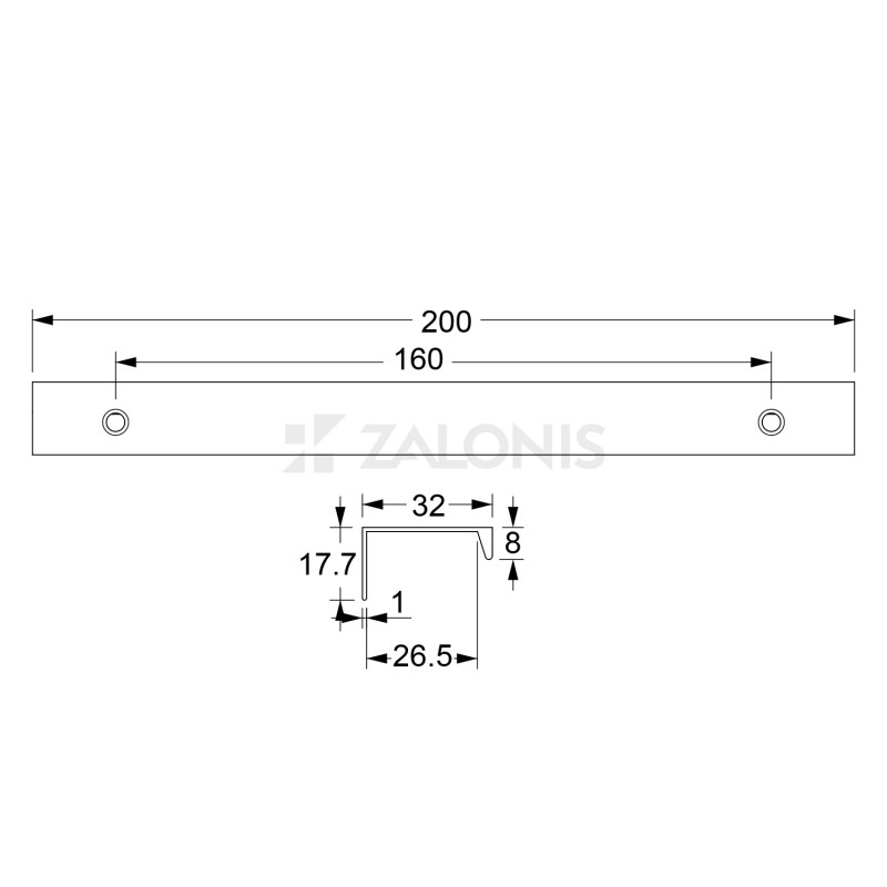 FURNITURE HANDLE BAR EMKW / MAT BLACK
