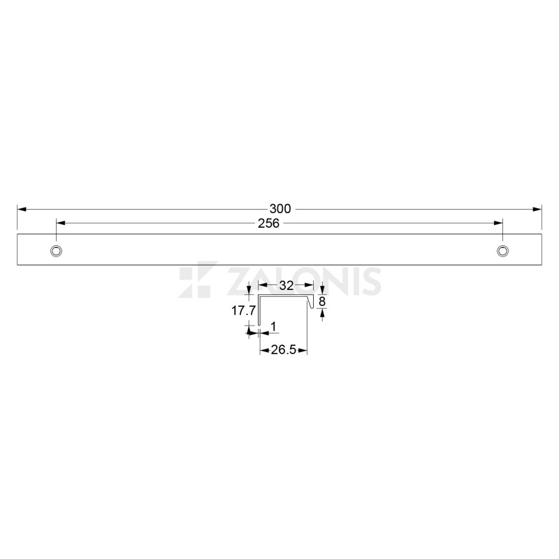 FURNITURE HANDLE BAR EMKW / MAT BLACK